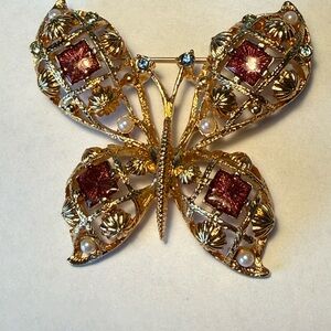 Vintage Avon Goldtone Filigree Butterfly Brooch